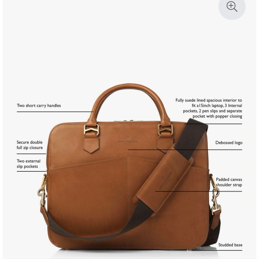 Fairfax & Favor Tan Leather Westminster Laptop Bag
